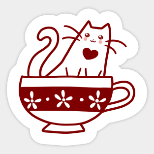 Teacup Kitty Sticker